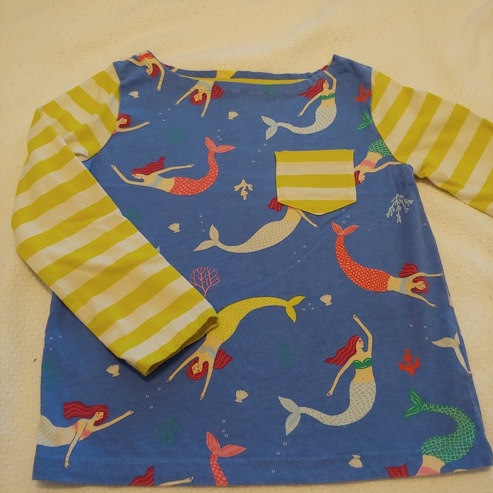 Mini Boden hopscotch pocket tee size 5-6y mermaid